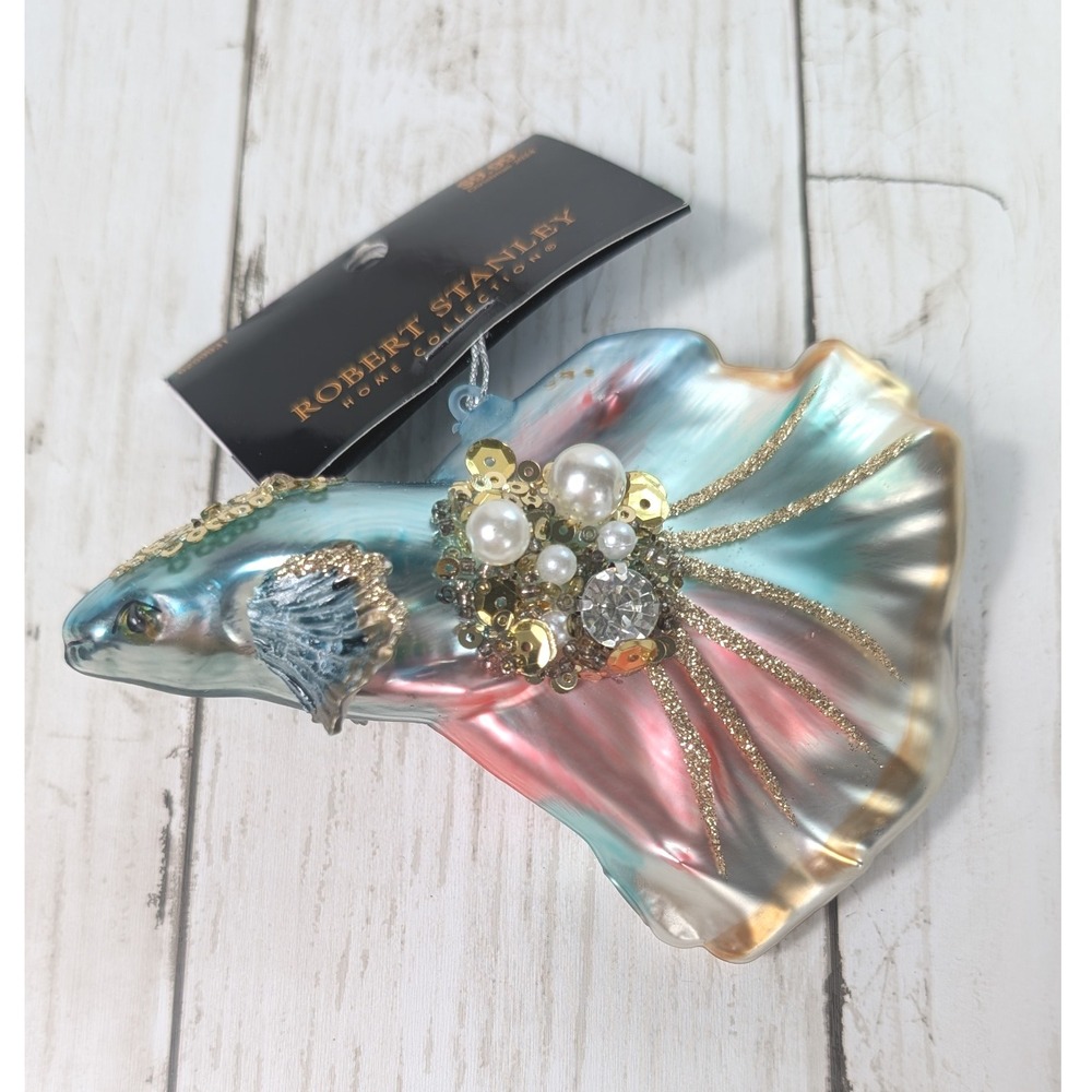 Robert Stanley Betta Fish Glass 5 Inch Ornament Decorative NWT - Picture 2 of 7